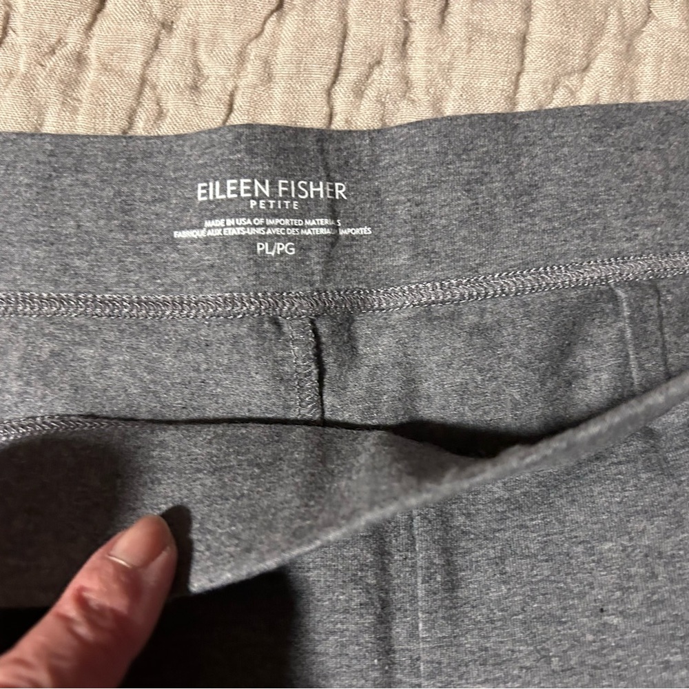 Eileen Fisher Gray wide leg  elastic waist casual cotton pants